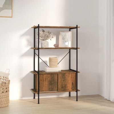 vidaXL - Opbergrek - 4-laags - met - kast - 80x40x130 - cm - staal - en - bewerkt - hout