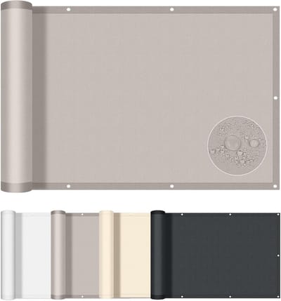 SHADE Balkonscherm 85x800cm Waterdicht Balkonafdekking Inkijkbescherming Ondoorzichtig Balkonomranding Met Oogjes Windscherm UV-bescherming Voor Terras Tuin Balkon-Taupe