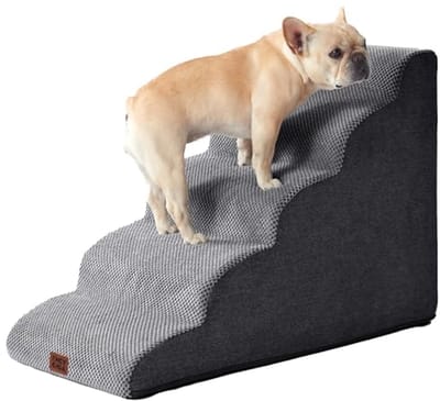 Trap voor Kleine Honden - 5 Treden Schuim Opstap voor Bed en Bank