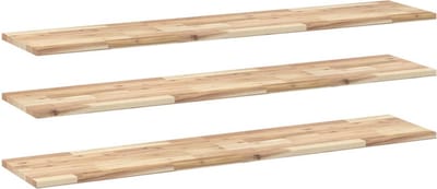 vidaXL - Wandschappen - 3 - st - zwevend - 140x30x2 - cm - onbehandeld - acaciahout