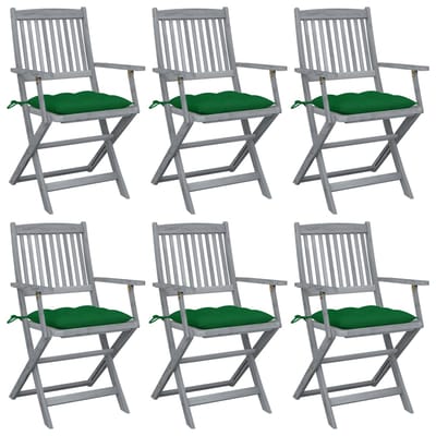 vidaXL - Inklapbare - stoelen - 6 - st - met - kussens - massief - acaciahout