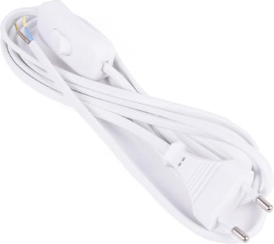 Benson Stroomsnoer met schakelaar - 2 meter - wit - eenvoudig aan/uit - geschikt voor 2 en 3 aderige netsnoeren