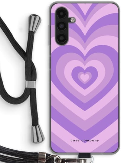 Case Company® - Hoesje met koord geschikt voor Samsung Galaxy A13 5G hoesje met Koord - Hart Paars - Telefoonhoesje met Zwart Koord - Bescherming aan alle Kanten en Over de Schermrand