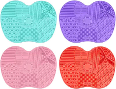 Professionele Reinigingsmat voor Make-upkwasten - Sterke Hechting, 4 Kleuren Inclusief Roze, Rood, Paars en Groen voor Efficiënte Reiniging van Make-upaccessoires
