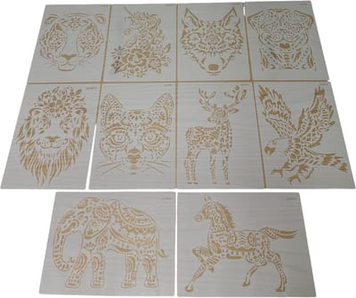 MGM Trading - 10 stuks Dierenschildersjablonen, 29 x 21 cm, Herbruikbare en Wasbare Stencils voor Schilderen, Scrapbooking, Fotoalbums, DIY Cadeaukaarten en Kindergeschenken