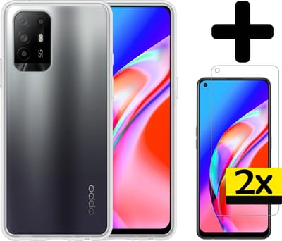 Hoesje - Met 2x Screenprotector - Geschikt voor OPPO A94 5G - Sterk & Shockproof - Back Cover - Siliconen Case - Telefoon Hoes - Telefoonhoesjes - Transparant