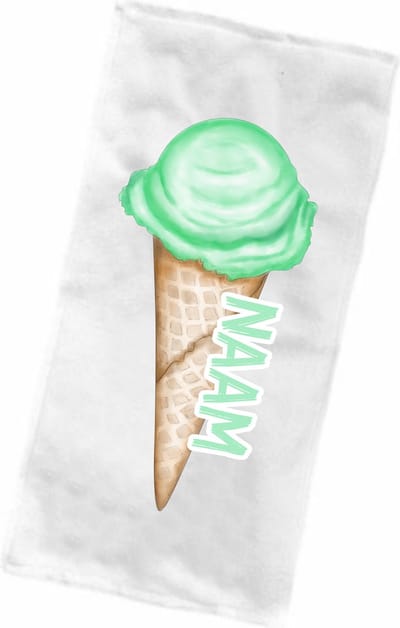 Strandlaken - Badhanddoek met print - Strandhandoek - Strandhanddoek - Zwemmen - Badlaken ijsje en naam
