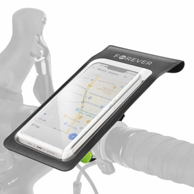Forever, Draaibare steun Waterdichte fietshouder voor smartphone met bevestiging Stuur, Zwart