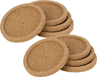 Cosy & Trendy Glazenonderzetters - 8x stuks - bruin - kurk - 10 cm