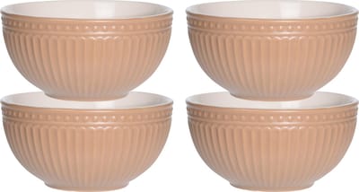 Excellent Houseware Soepkommen/serveer schaaltjes - 4x - Roman Style - D14 x H7 cm - zalm roze