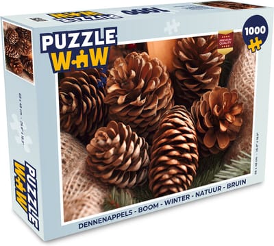 Puzzel Dennenappels - Boom - Winter - Natuur - Bruin - Legpuzzel - Puzzel 1000 stukjes volwassenen - Kerstpuzzel - Kerstpuzzels - Kerst - Cadeau - Kerstcadeau voor mannen, vrouwen en kinderen