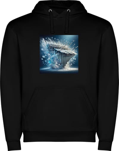 Zwarte unisex hoodie met “ Kleurrijke Xylofoon – Muziekinstrument – Muziek – Feest “ Print Full Color merk Roly maat M