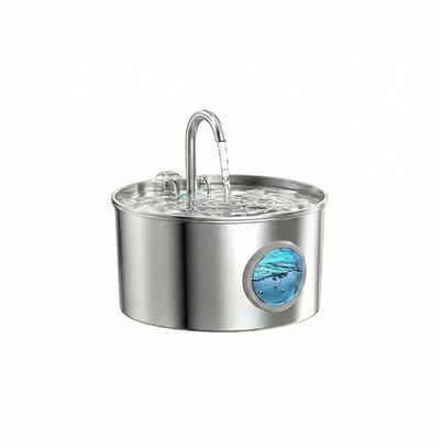 SNJY® Kattenfontein - Katten Drinkfontein - Waterbak Kat - 2.2 L - 19,5L x 19,5B x 11,5H cm - Zilver