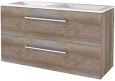 Basic-Line Start 46 Badkamermeubelset - 120 x 46 cm - Met Grepen - 2 Lades - Acryl Wastafel - Zonder Kraangat - Scotch Oak