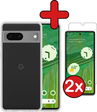 Hoesje - Met 2x Screenprotector - Geschikt voor Google Pixel 7 - Sterk & Shockproof - Telefoon Hoes - Back Cover - Siliconen Case - Telefoonhoes - Transparant