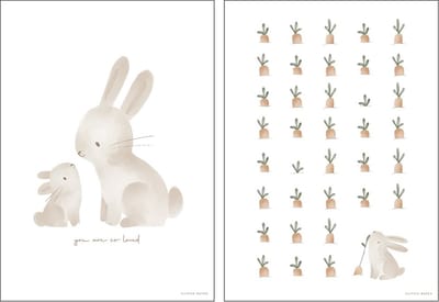 Little Dutch Poster - Maat A3 - Poster Kinderkamer Jongens & Meisjes - Multicolour - Baby Bunny