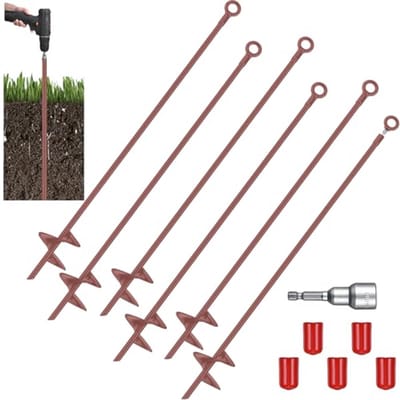 Zware Grondankers voor Tenten en Schuilplaatsen - 76 cm Spiraalvormige Ankers (Set van 6)
