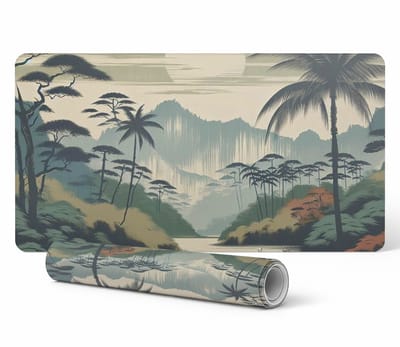 Duurzame antislip bureauonderlegger met tropisch landschap, 90x45 cm
