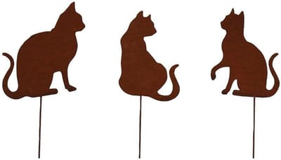 Katten Tuinstekers - Roestige Decoratie - Tuin Verfraaien - Set van 3 of 4