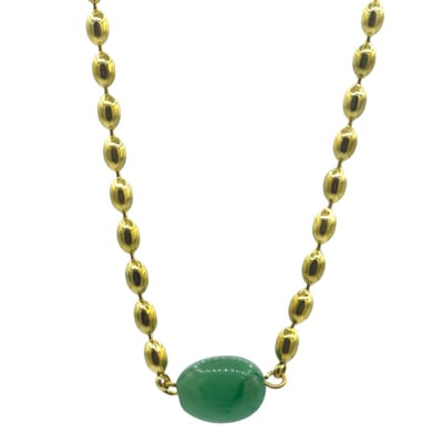 Stainless Steel dames ketting met aventurijn natuursteen - Goudkleurig - 41-46.5cm verstelbaar