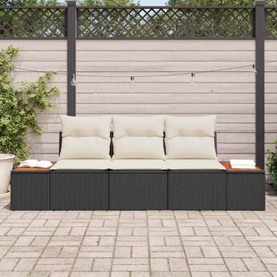 vidaXL - Tuinbank - Set - 3 - st - 3-Aantal - zitplaatsen - Zwart - en - crème
