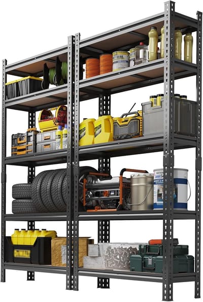 Set van 2 Zware Metalen Opbergrekken - Stellingkast met 5 Planken - 183x90x30 cm - Tot 900 kg Draagkracht - Verstelbaar & Schroefloos - Voor Garage, Kelder & Magazijn