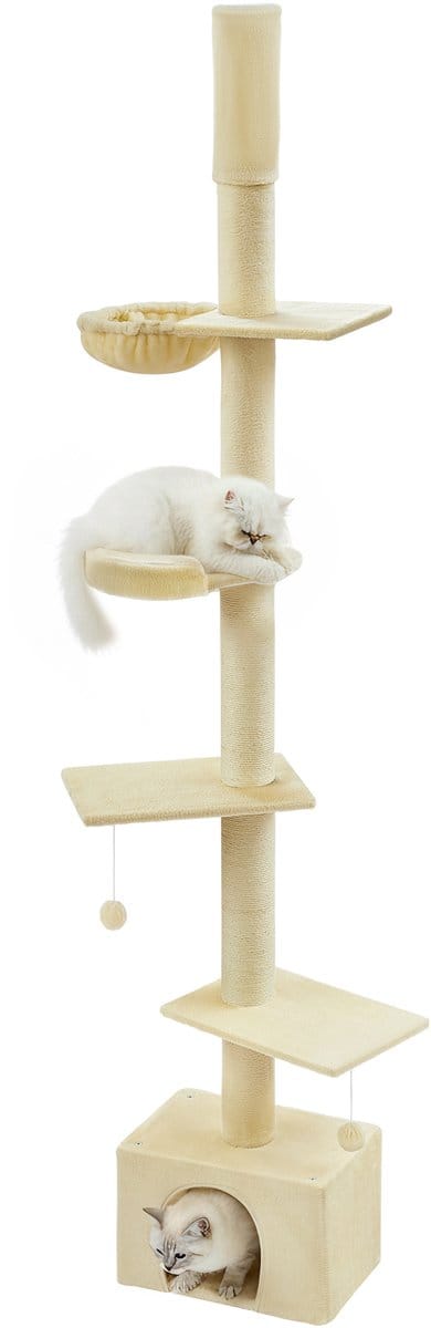Feandrea - Krabpaal - Kattenboom - Verstelbaar in Hoogte - Meerdere Niveau's met Huisje en Ligmand