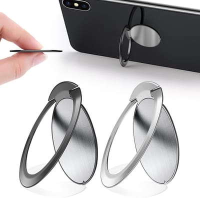 2 Stuks Ultra Dunne Telefoon Ring Grip met 360 Graden Rotatie, Handige Ring Houder voor Smartphone en Tablet