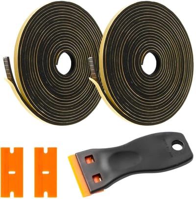 2 rollen zelfklevende afdichtingstape, hittebestendige montageband, met kleine schraper en 3 vervangende plastic bladen, voor keramische kookplaat, kookplaat en inbouwspoelbakken, elektrische