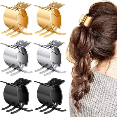 6x Mini Metalen Haarclips voor Goed Haar - Kleine Antislip Klemmetjes Zwart & Goud