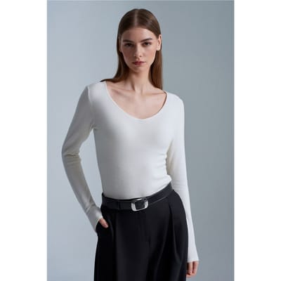 Slim Fit V-hals Geribbelde Trui