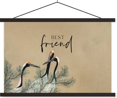 Posterhanger incl. Poster 60x40 cm - Schoolplaat - Best friend - Quotes - Spreuken - Vriendschap - Beste vrienden - Textielposter - Zwarte latten