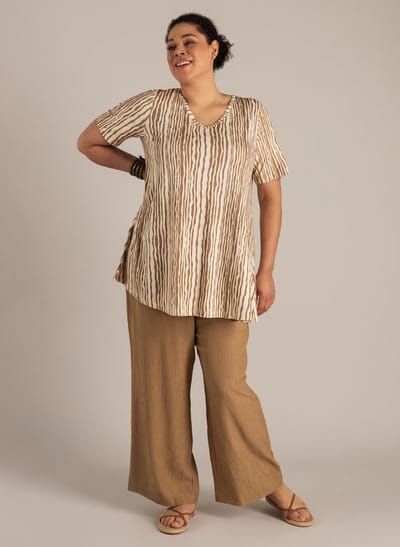 YEST CURVE Ankie Essential Tops - Summer Taupe/Multi C - maat 3(52)