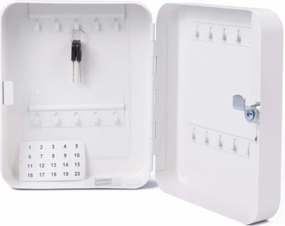 *** Sleutelbox met 20 haken voor sleutelkluis en sleutelkast - sleutelkastje met 20 haakjes - 16 x 7 x 20 cm - Sleutel Opberg - van Heble® ***