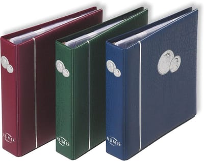 Muntenalbum - Verzamelalbum munten - Munten bewaren - Lederlook omslag - 5 hoezen - Groen