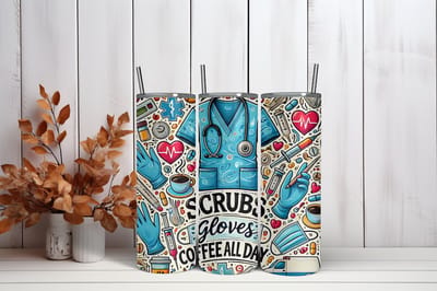 Thermosbeker Scrubs gloves nurse dokter - 600 ml RVS Tumbler met Rietje - Cadeau - Schoolbeker - Antilek dop - Vaatwasserbestendig - Werkbeker - To go beker - Zomaar