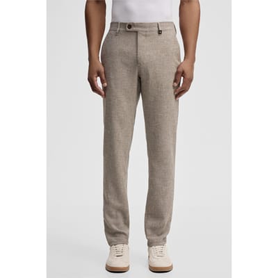 Chino Code met linnenaandeel, beige gemêleerd