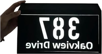 Huisnummerbord - Adresplaat - Huis Verlichten - Op Zonne-energie - 28x15cm - Chroom