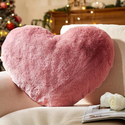 Hartvormig kussen 14x18 inch – stoffig roze 3D decoratiekussen voor binnen en buiten
