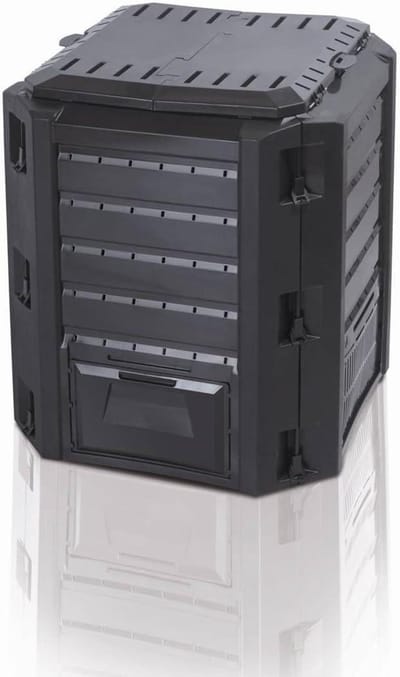 Compostbak - Composteerbak Tuin - Afval Verwerken - Twee Openingen - 380 Liter - Zwart