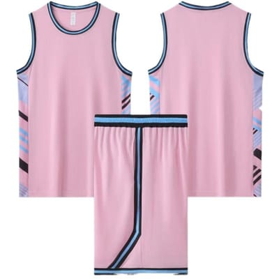 Studenten Basketbal Uniformen Zomer Jongens en Meisjes, Jeugd Basketbal Uniformen Sport Trainingsuniformen 3XS roze