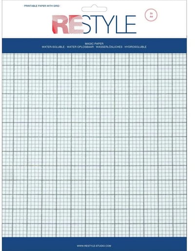 ReStyle 078.416ZB Wateroplosbaar borduurpapier met ruit, 2 vellen A4 21x29,7cm Geschikt voor laserprinter.