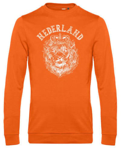 Sweater Leeuw Print | Oranje Shirt | Koningsdag Kleding | Oranje | maat XS