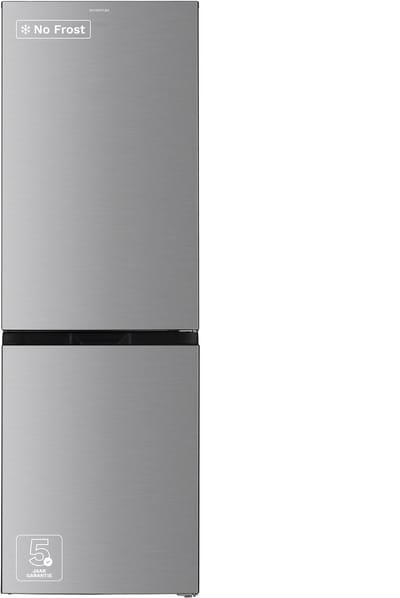 Inventum KV1840S No Frost energiezuinige koel-vriescombinatie - 184 cm hoog - 327 liter - Superkoelen - Supervriezen - Energielabel C - Vrijstaand - RVS look