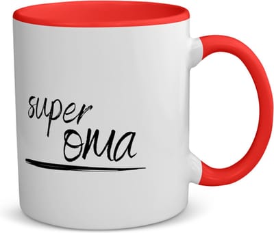 Akyol - super oma koffiemok - theemok - rood - Oma - de beste oma - verjaardagscadeau - verjaardag - cadeau - cadeautje voor oma - oma artikelen - kado - geschenk - gift - 350 ML inhoud