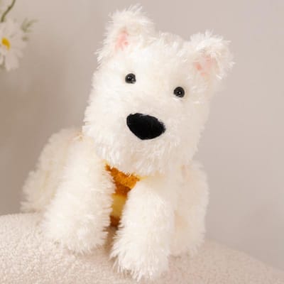 Realistische Pluche West Highland White Terrier Hond Speelgoed Pluizig Knuffeldier Cadeau voor Kinderen Verjaardag Cosplay 25cm wit
