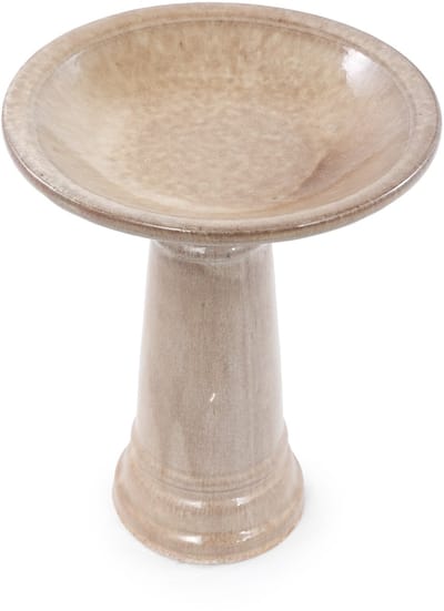 Vogelbad keramiek - Vogeldrinkschaal - Vogelbad op voet - Handgemaakt - Vorstbestendig - Weerbestendig - Steengoed - Tuin - 31,5x38 cm - Drinkbak - Beige