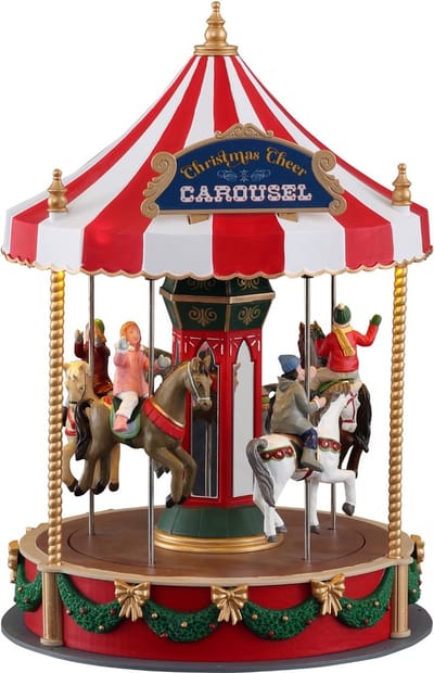 Lemax - 'Christmas Cheer Carousel' - Verlichte attractie met animatie & muziek/geluid - Exclusief adapter (werkt ook op batterijen)
