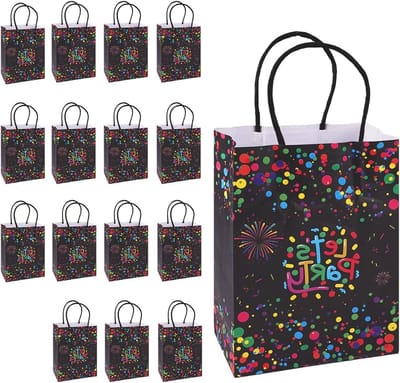 Luminous Cadeautassen voor Kinderen, 10 Stuks Glow-in-the-Dark Papieren Tassen voor Verjaardagsfeesten en Feestelijke Vieringen, Handige Handvatten en Kleurrijke Ontwerpen