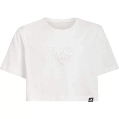 Adidas Everyday Glam Cropped Graphic T-shirt Met Korte Mouwen Wit 9-10 Years Meisje